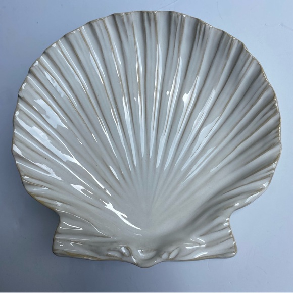 Scallop Shell Plate Trinket Dish 7.5” Ceramic Ivory Realistic Candy Decor New - Picture 13 of 16